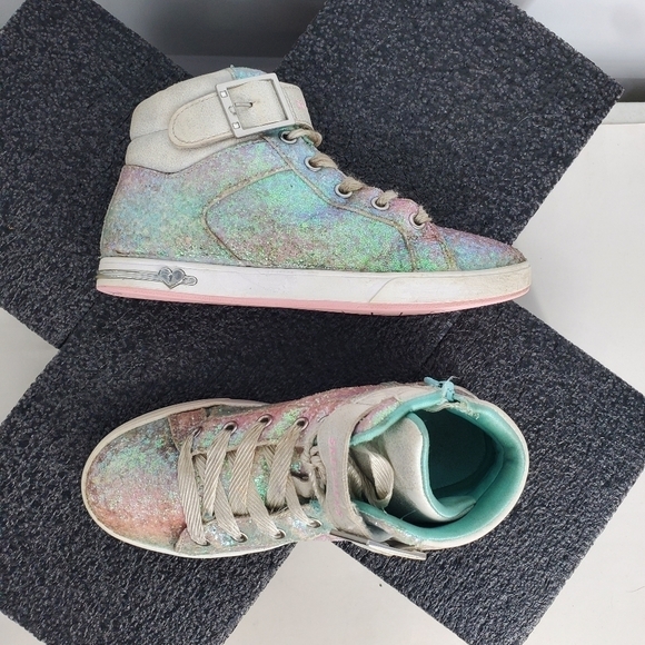 Skechers Girls Multi Colored Sparkle High Top Sneakers Size 3 Youth Shoes - Picture 8 of 10